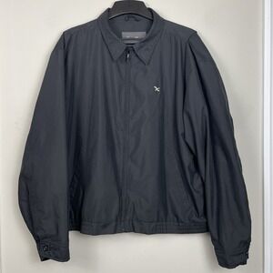 Eddie Bauer Bi-Swing Bomber‎ Jacket Mens XL Full Zip Lined Pockets Black Logo